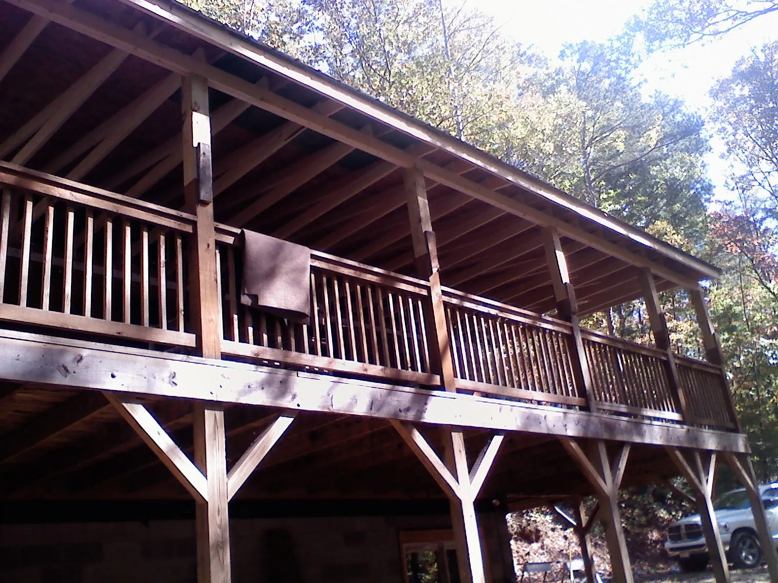 Timber framing under a new elevated porch and deck — Roof Leak Repair in Solon by Roofing Brothers